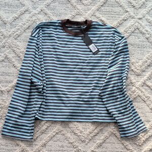 Lioness Bloom Long Sleeve Chocolate Sea Stripe NWT Oversized Women's XXS